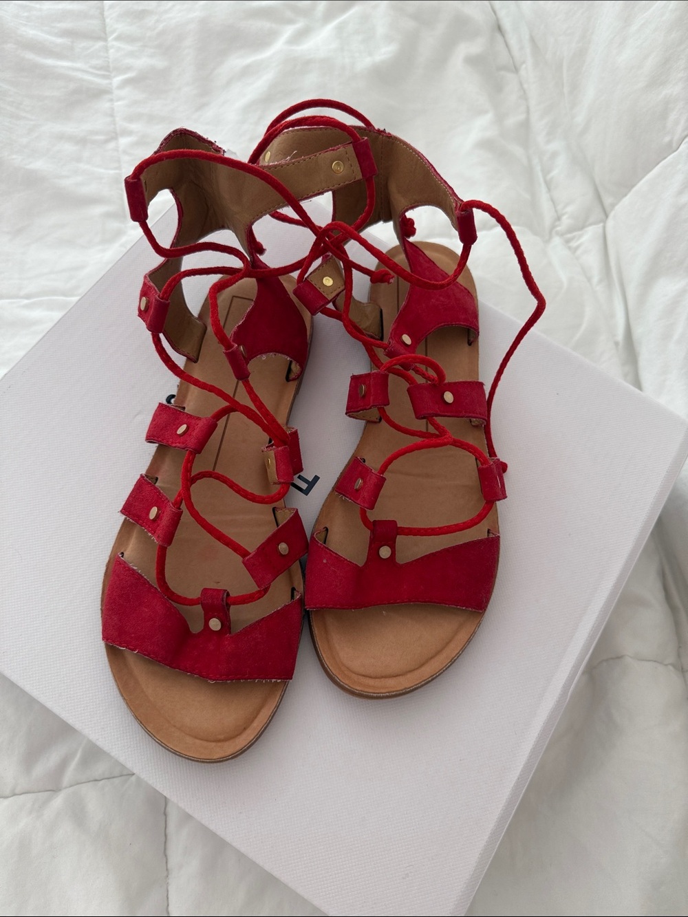 Dolce Vita Red Lace-Up Gladiator Sandals
